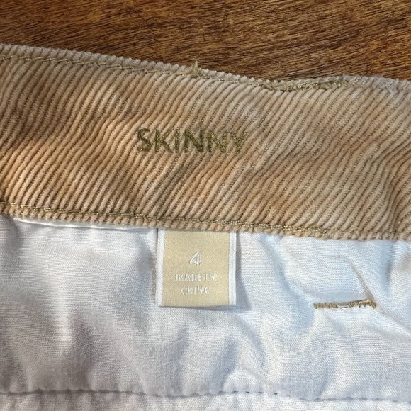 Michael Kors Corduroy Pants 4 Womens Khaki Tan Skinny Leg Zip Pockets MK - Picture 8 of 9